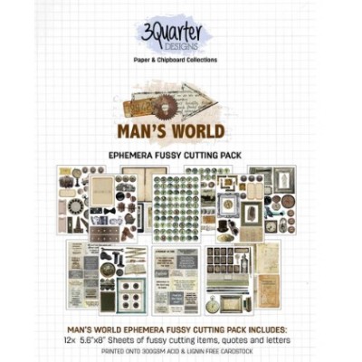 3Quarter Designs - Livret d'éphéméras «Man's World»  6" X 8"  12 feuilles
